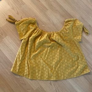 Mustard off the shoulder top.